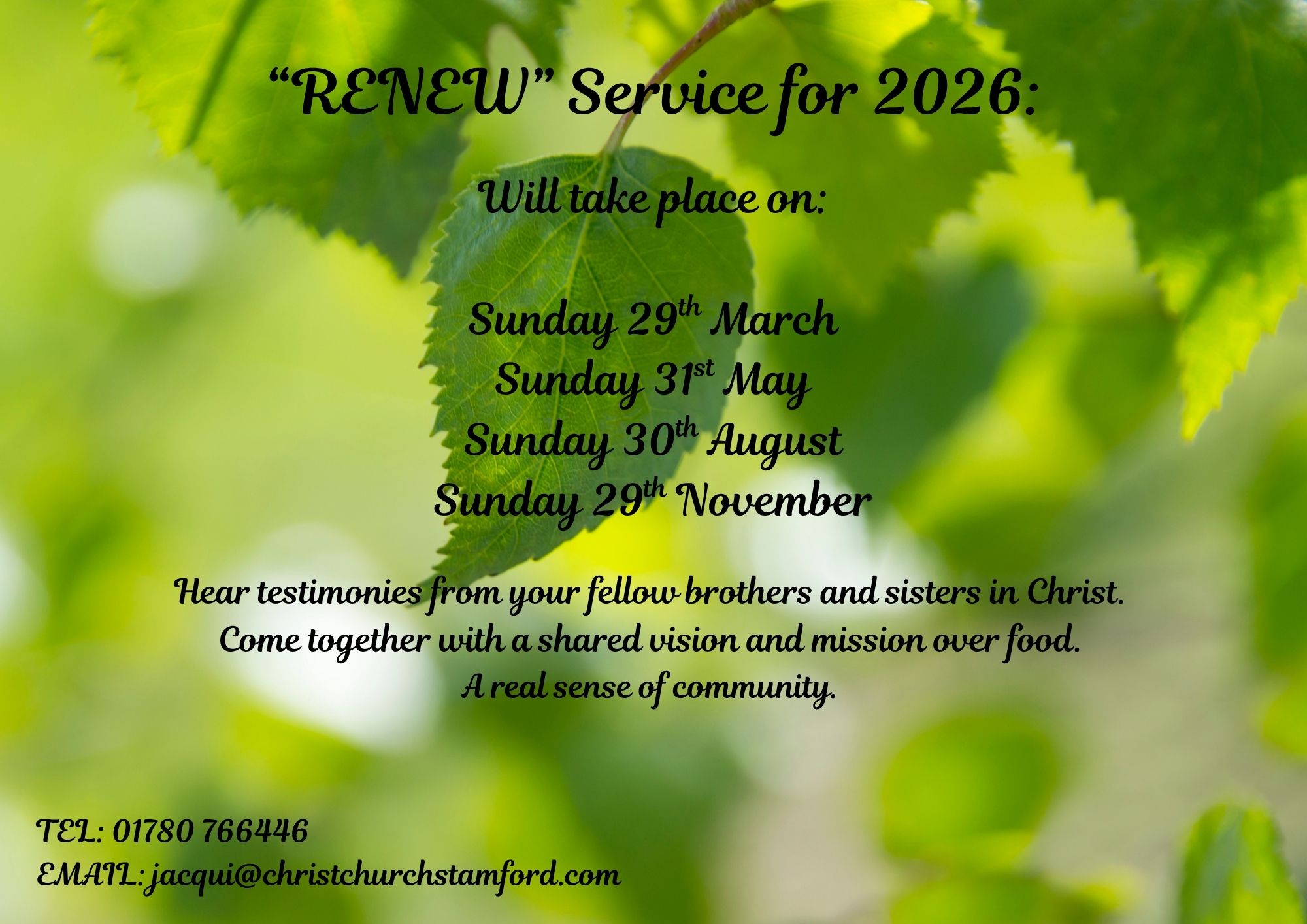 “RENEW” Service for 2026